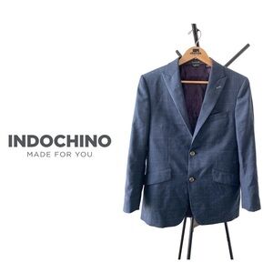 INDOCHINO Designer Sports Jacket | Blue Pinstriped Plaid | Men’s 38 Medium